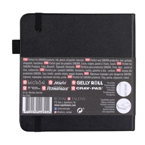 Sakura Schetsboek Sakura 80 zwarte vellen 140gr 120x120mm zwart