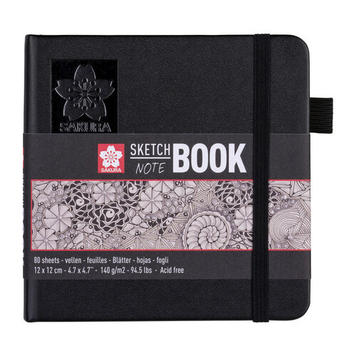 Sakura Schetsboek Sakura 80 witte vellen 140gr 120x120mm zwart