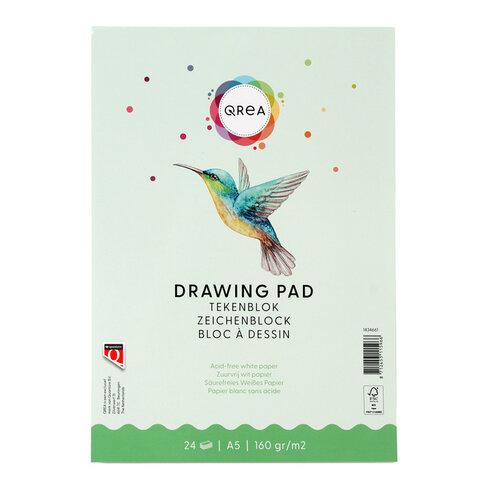 Qrea Bloc à dessin Qrea A5 24 feuilles 160g collé