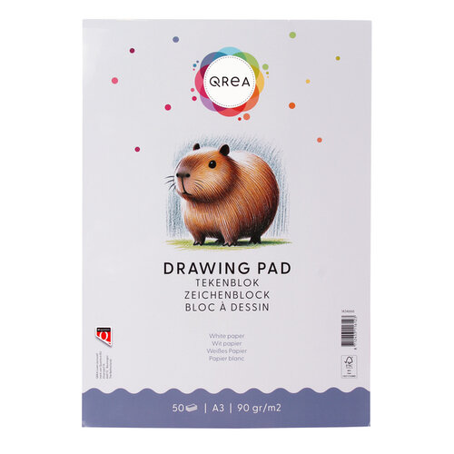 Qrea Bloc à dessin Qrea A3 50 feuilles 90g collé