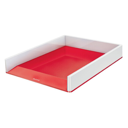 Leitz Corbeille à courrier Leitz WOW A4 blanc/rouge