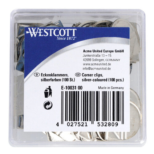Westcott Attache-coins Westcott aluminium argenté boîte 100 pièces
