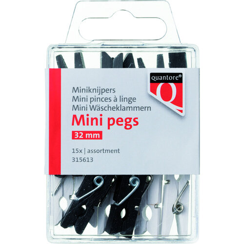 Quantore Mini pinces à linge Quantore 34mm assorti blister 15 pièces