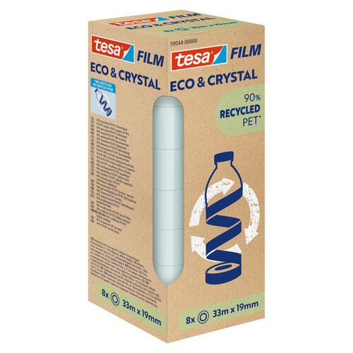 Tesa Plakband Tesa eco&crystal 59044 19mmx33m transparant 8 rollen