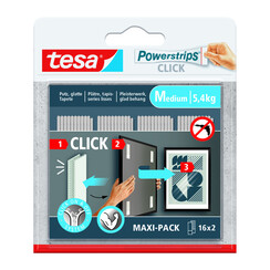 Adhésif tesa Powerstrips Click Medium 16 paires blanc