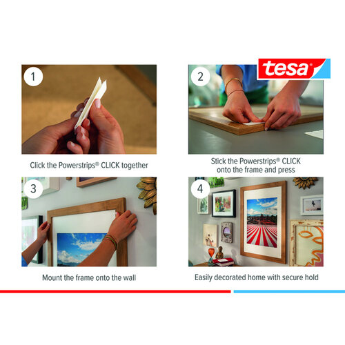 Tesa Adhésif tesa Powerstrips Click Medium 16 paires blanc