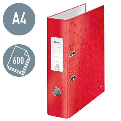 Leitz Ordner Leitz WOW 180 gelamineerd 80mm A4 rood