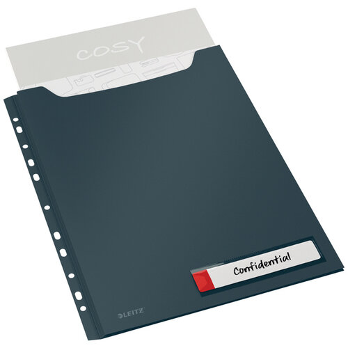 Leitz Insteekmap U-model Leitz Cosy harmonica A4 met perforatiestrip PP grijs