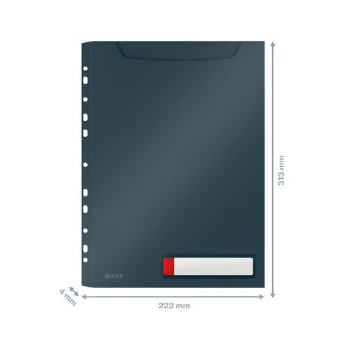 Leitz Insteekmap U-model Leitz Cosy harmonica A4 met perforatiestrip PP grijs
