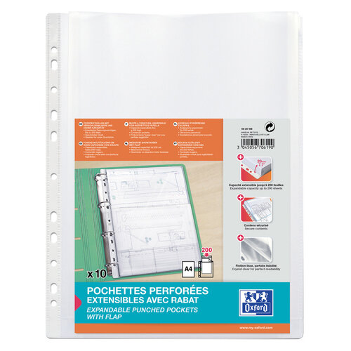 Oxford Showtas Oxford A4 PP 200µ glashelder met sluitklep 10 stuks