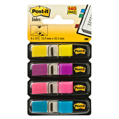 Indextabs 3M Post-it 683 11.9x43.2mm 4 kleuren 140 stuks
