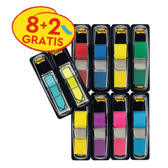 Marque-pages Post-it 683 11,9x43,2mm 8 couleurs assorti + 2x paquets 24 flèches gratuits