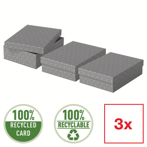 Esselte Boîte de rangement / cadeau Esselte Home Medium 265x100x260mm gris 3 pièces