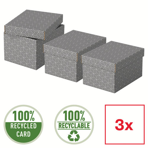 Esselte Boîte de rangement / cadeau Esselte Home Petit 200x150x255mm gris 3 pièces
