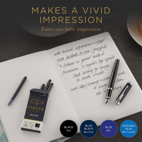 Parker Cartouche d'encre Parker Quink bleu-noir blister 5 pièces