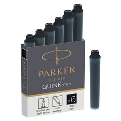 Cartouche d’encre Parker Quink Mini pour Parker Esprit noir boîte 6 pièces