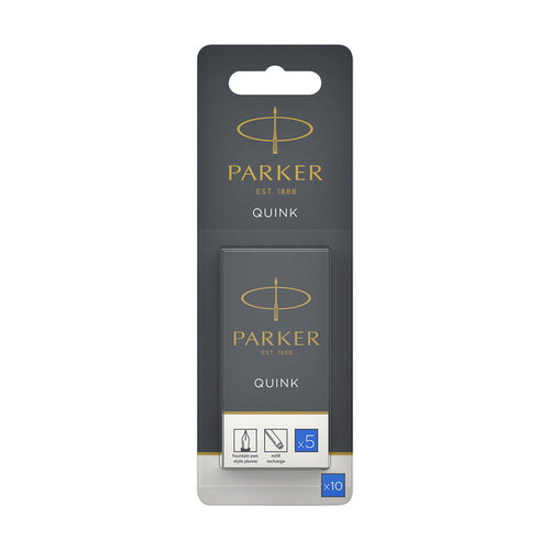 Parker Cartouche d'encre Parker Quink lavable bleu blister 10 pièces