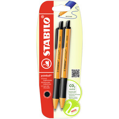 Stylo bille STABILO Pointball 6031/46 Medium noir blister 2 pièces