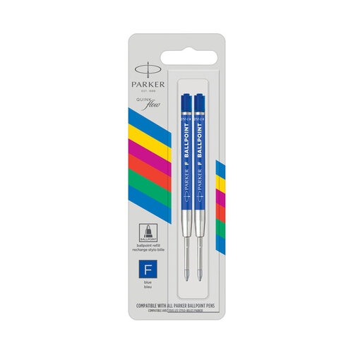 Parker Recharges Stylo bille Parker Eco Fin bleu blister 2 pièces