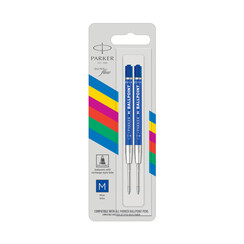 Recharges Stylo bille Parker Eco Medium bleu blister 2 pièces