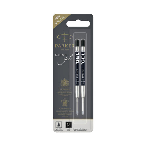 Parker Recharge encre gel Parker Quink Medium noir blister 2 pièces