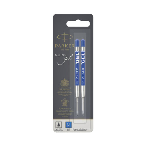 Parker Recharge encre gel Parker Quink Medium bleu blister 2 pièces