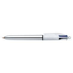 Stylo bille BIC 4 couleurs Shine Medium argent