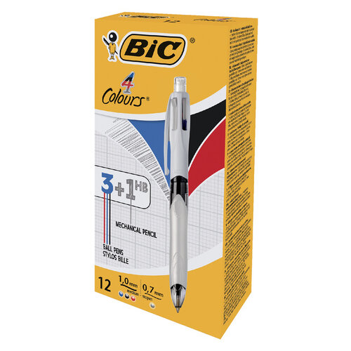 Bic Stylo bille BIC 3 couleurs avec portemine HB 0,7mm Medium blanc