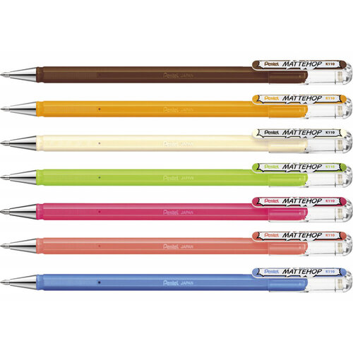 Pentel Gelschrijver Pentel K110 Mattehop Fun Sweet medium assorti blister à 7 stuks