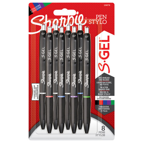 Sharpie Stylo gel Sharpie S-Gel Medium assorti blister 8 pièces