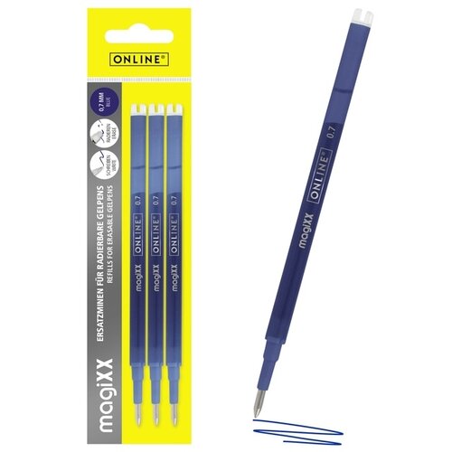 Online Recharge stylo gel Online Magixx 0,7mm bleu blister 3 pièces