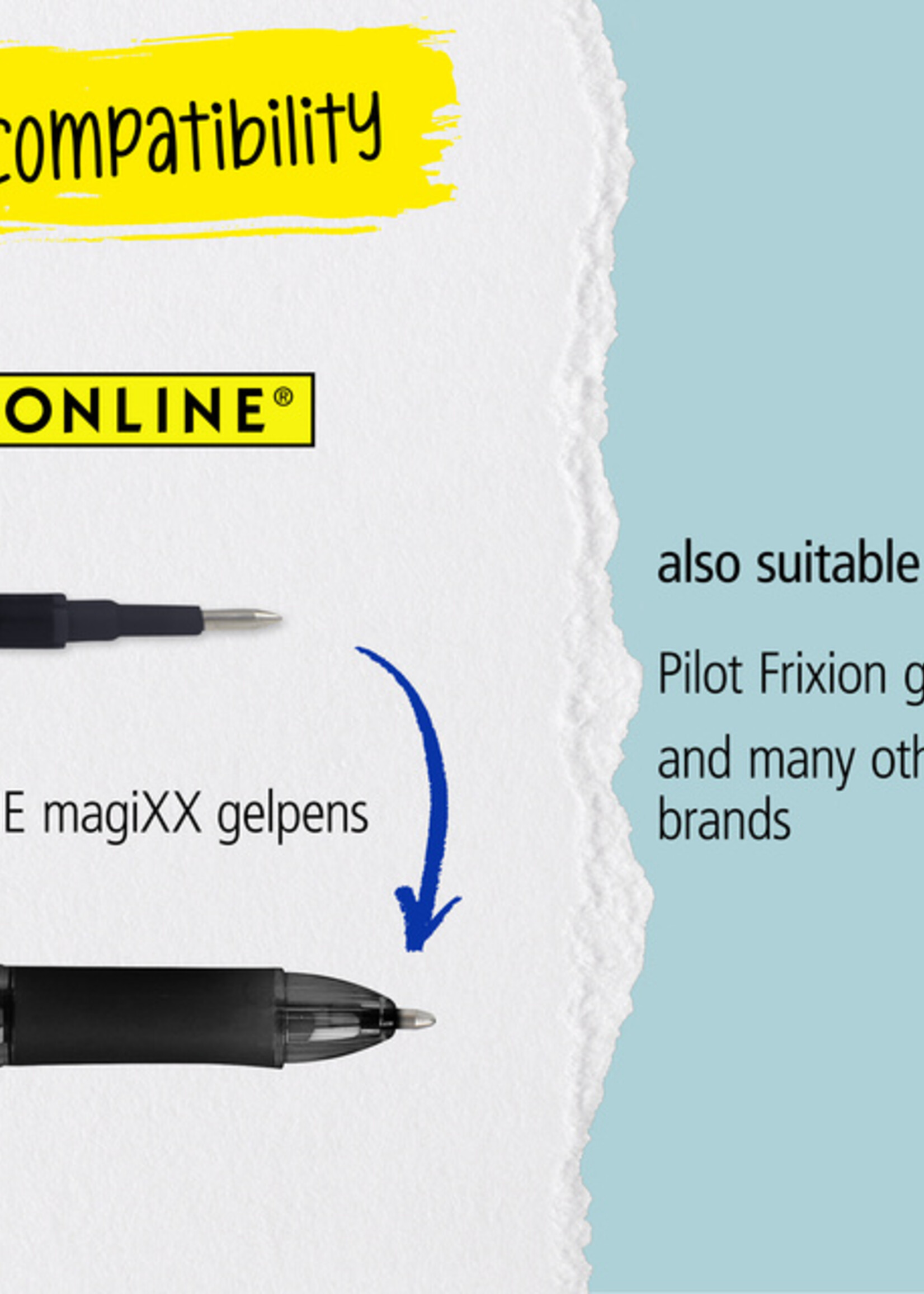 Online Gelschrijvervulling Online Magixx 0.7mm zwart blister à 3 stuks