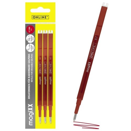 Online Gelschrijvervulling Online Magixx 0.7mm rood blister à 3 stuks