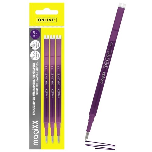 Online Recharge stylo gel Online MagiXX 0,7mm violet blister 3 pièces