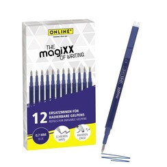Recharge stylo gel Online MagiXX 0,7mm bleu blister 12 pièces
