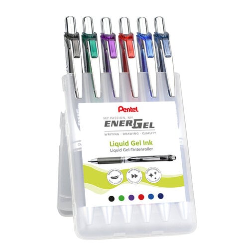 Pentel Roller gel Pentel Energel BL77 Medium assorti étui 6 pièces