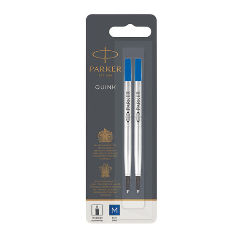 Parker Rollerpenvulling Parker Quink medium blauw blister à 2 stuks