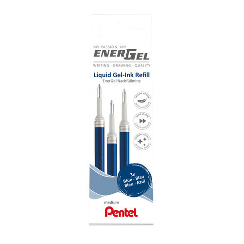 Pentel Gelschrijvervulling Pentel LR7 Energel medium blauw set à 3 stuks