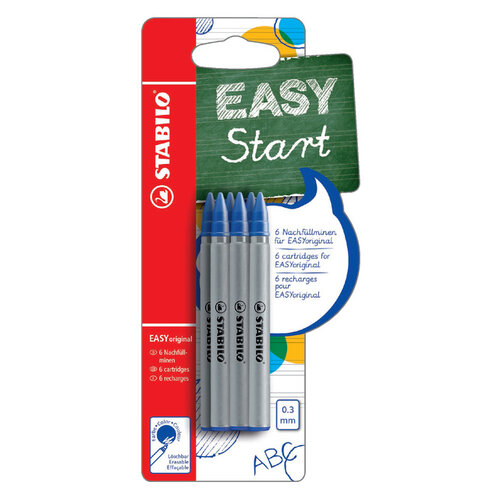 Stabilo Rollerpenvulling STABILO Easyoriginal fijn blauw blister à 6 stuks