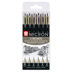 Fineliner Sakura Pigma Micron étui de 6 pièces  Noir