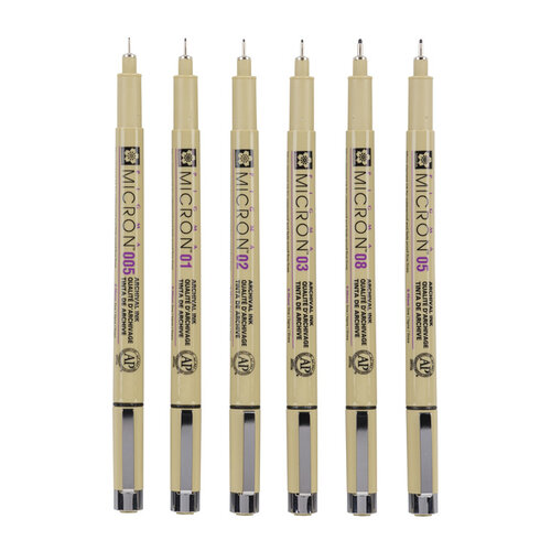 Sakura Fineliner Sakura Pigma Micron étui de 6 pièces  Noir