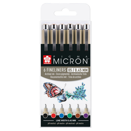 Sakura Fineliner Sakura Pigma Micron 05 basic set 6 kleuren