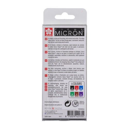 Sakura Fineliner Sakura Pigma Micron 05 basic set 6 kleuren