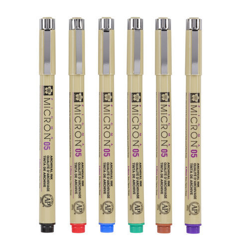 Sakura Fineliner Sakura Pigma Micron 05 basic set 6 kleuren