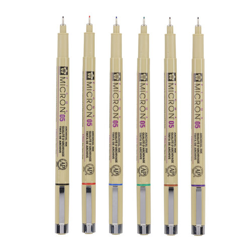 Sakura Fineliner Sakura Pigma Micron 05 basic set 6 kleuren