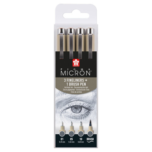Sakura Fineliner Sakura Pigma Micron koelgrijs set 4 maten