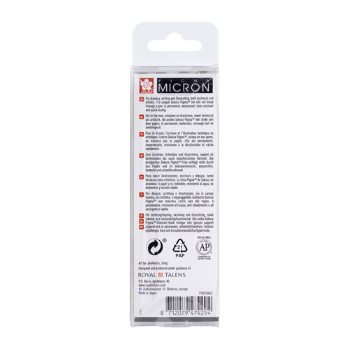 Sakura Fineliner Sakura Pigma Micron gris froid set 4 tailles