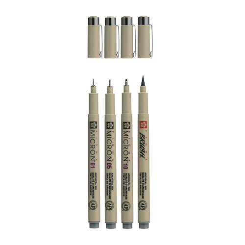 Sakura Fineliner Sakura Pigma Micron koelgrijs set 4 maten