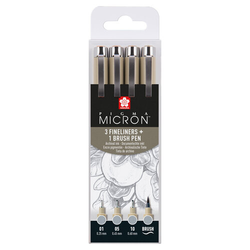 Sakura Fineliner Sakura Pigma Micron lichtgrijs set 4 maten