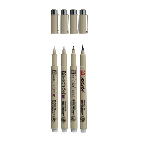 Sakura Fineliner Sakura Pigma Micron gris clair set 4 tailles